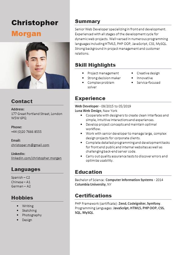 Christopher Morgan CV